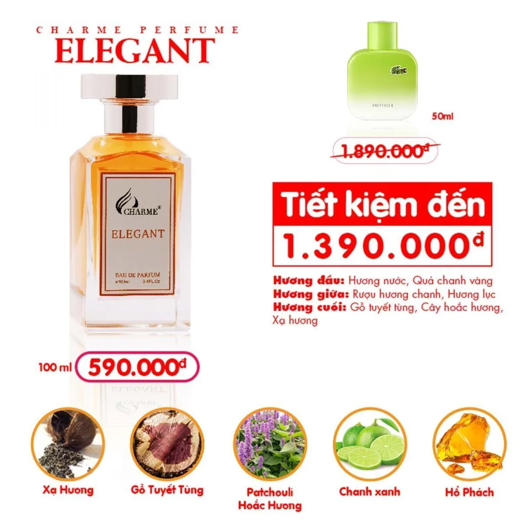Thành phần tạo nên Charme Elegant đầy nam tính và mạnh mẽ.