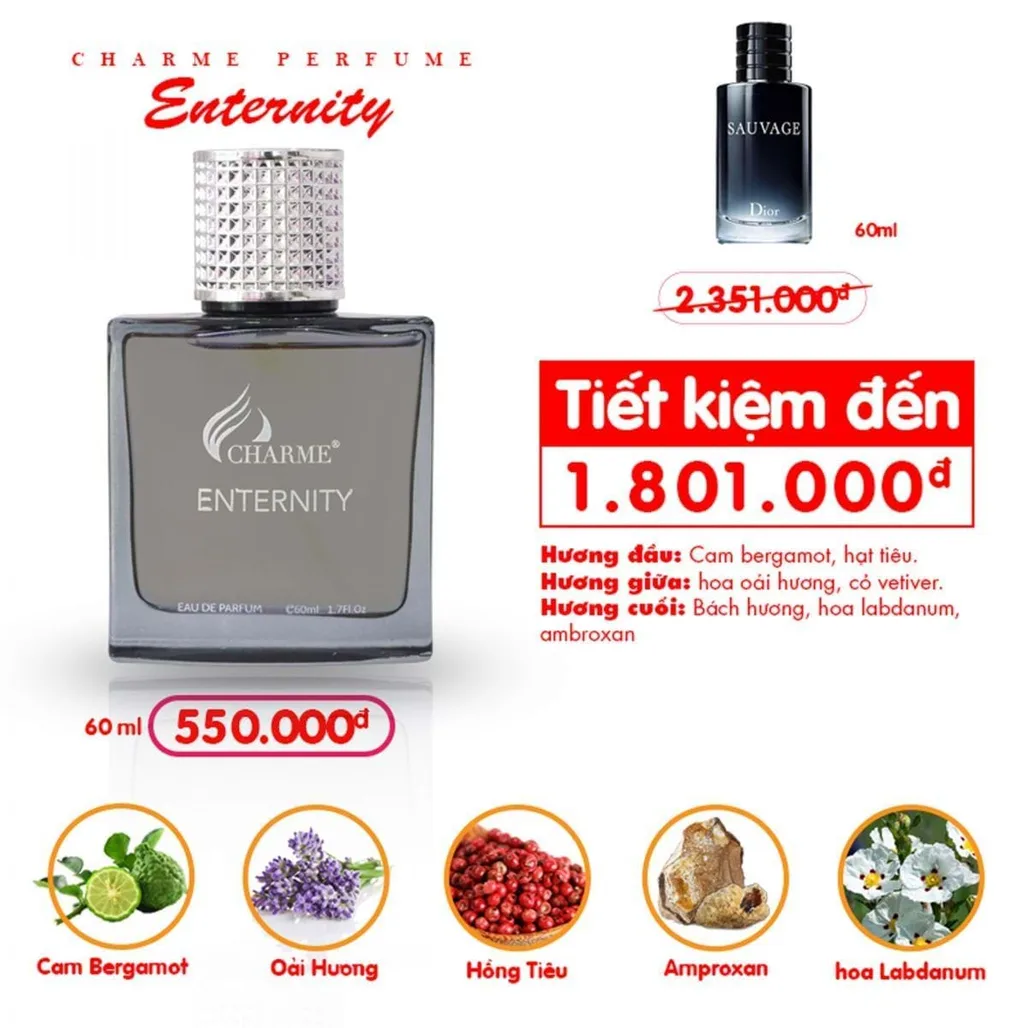 Charme Enternity có tone mùi (giống mùi) Dior Sauvage.